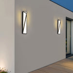 Modern Outdoor Wall Light in Black Stainless Steel with Warm LED