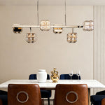 Modern Crystal Cube Chandelier in Champagne Gold for Living and Dining Spaces