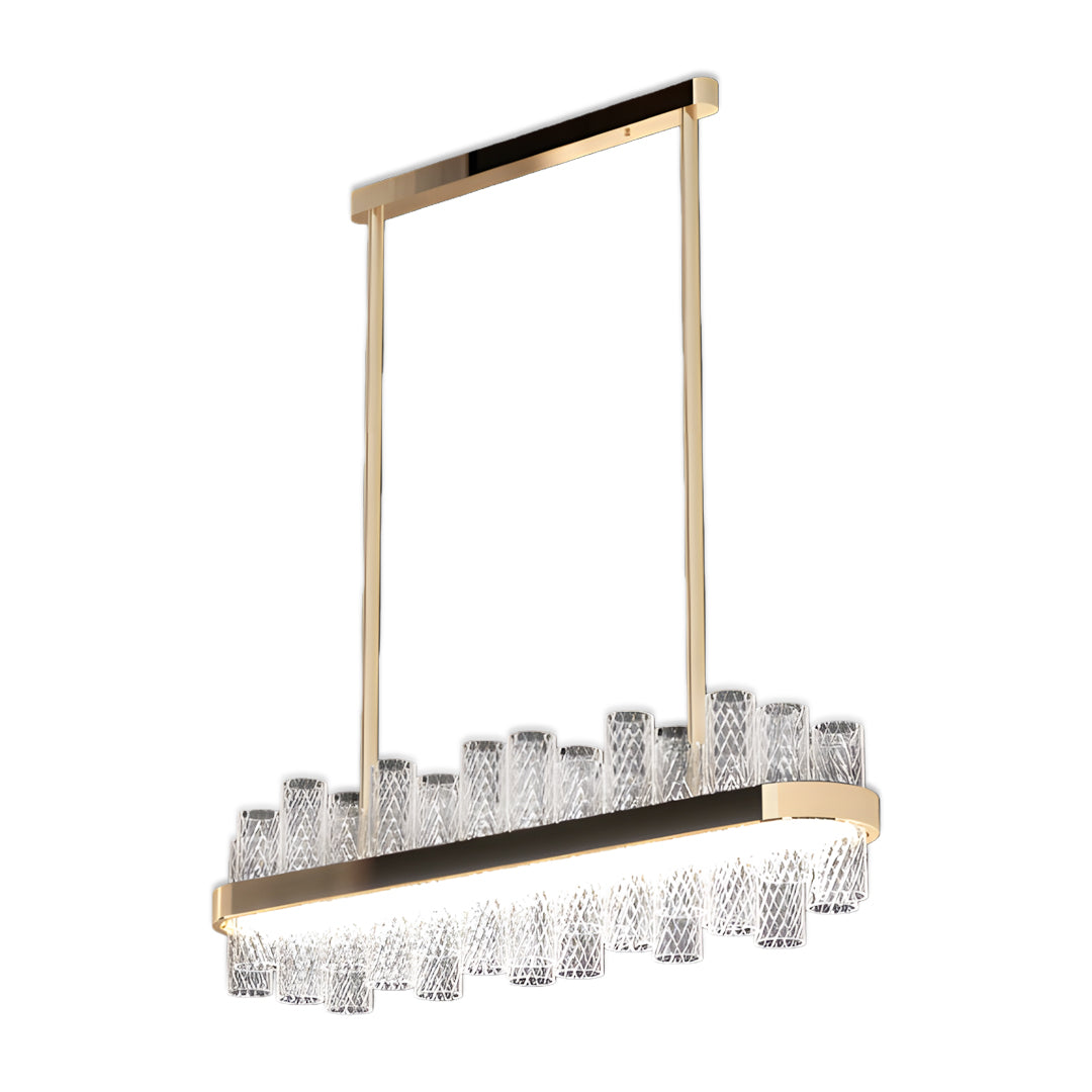 Crackled Glass LED Chandelier with Gold Stainless Steel Frame