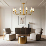 Luxury Copper Modern Chandelier with Clear Glass Shades