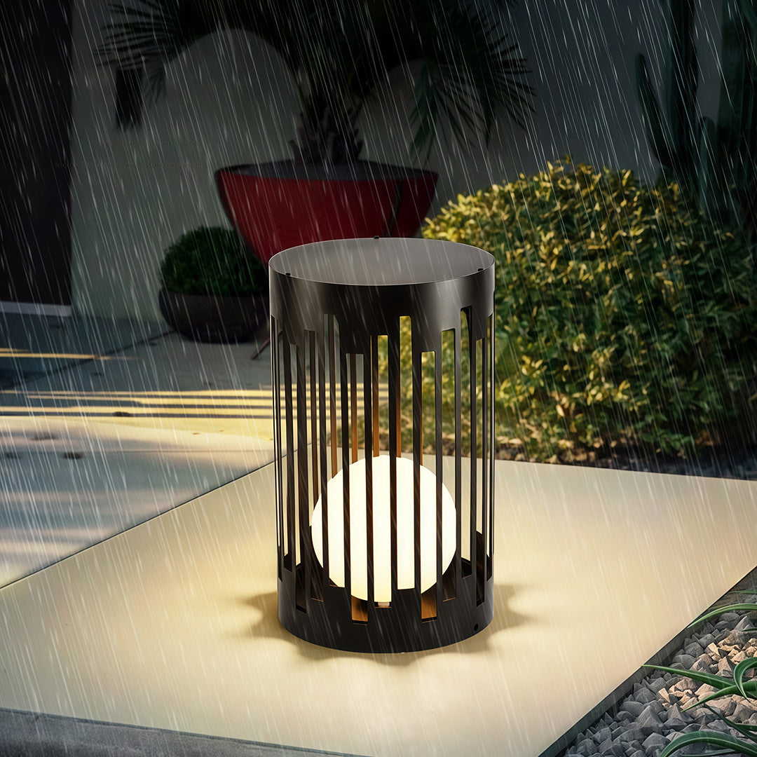 Aria Outdoor Lantern in Matte Black with White PE Shade, IP65 Waterproof
