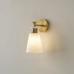 Luxury Brass Wall Sconce with Marble Shade, Minimalist LED Lighting for Modern Interiors