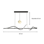Art Deco Moon Pendant Light with Adjustable Chain, Dimmable LED Linear Suspension