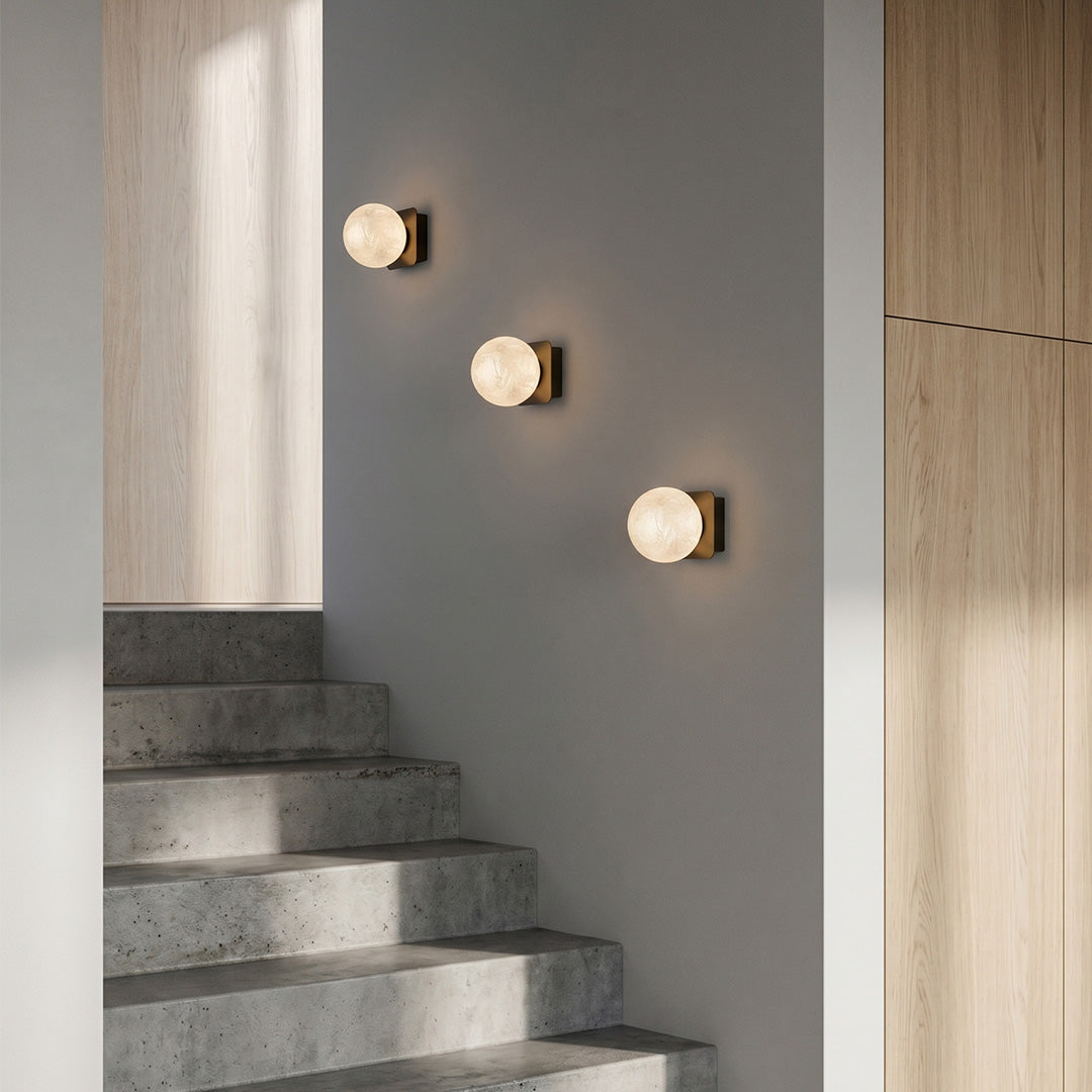 Modern Art Glass Wall Sconce with Black Metal Frame