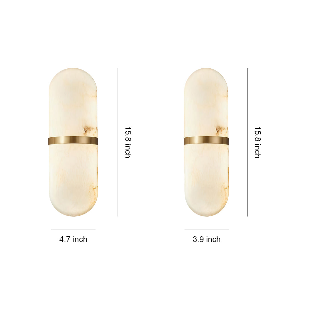 Japanese Retro Marble LED Wall Sconce in Copper Finish