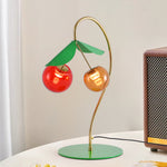 Nordic Cherry Stained Glass LED Table Lamp, Dual-Head Designer Desk Light