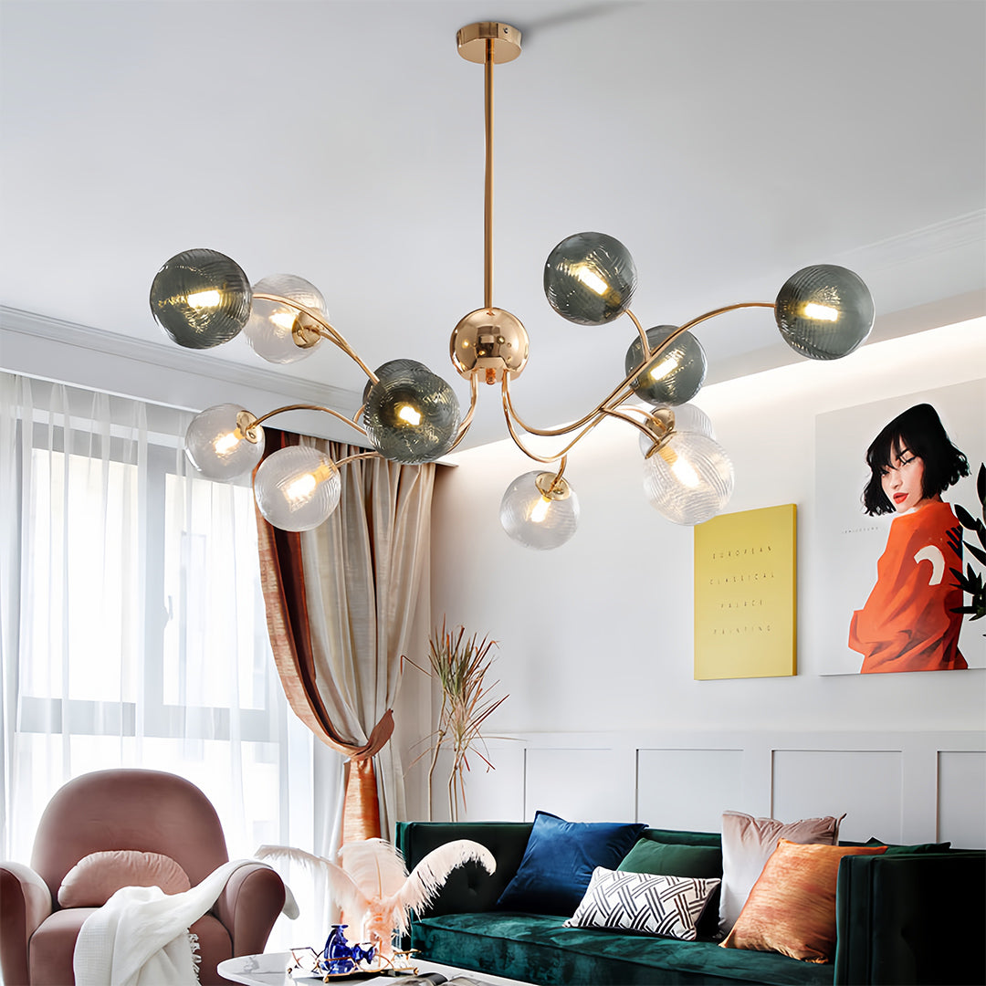 Aurelia Six-Light Clear Glass Flush Mount Ceiling Light in Champagne Gold