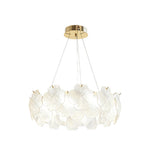 French Art Glass Chandelier with Brass Iron Frame, Modern Luxury Ceiling Light