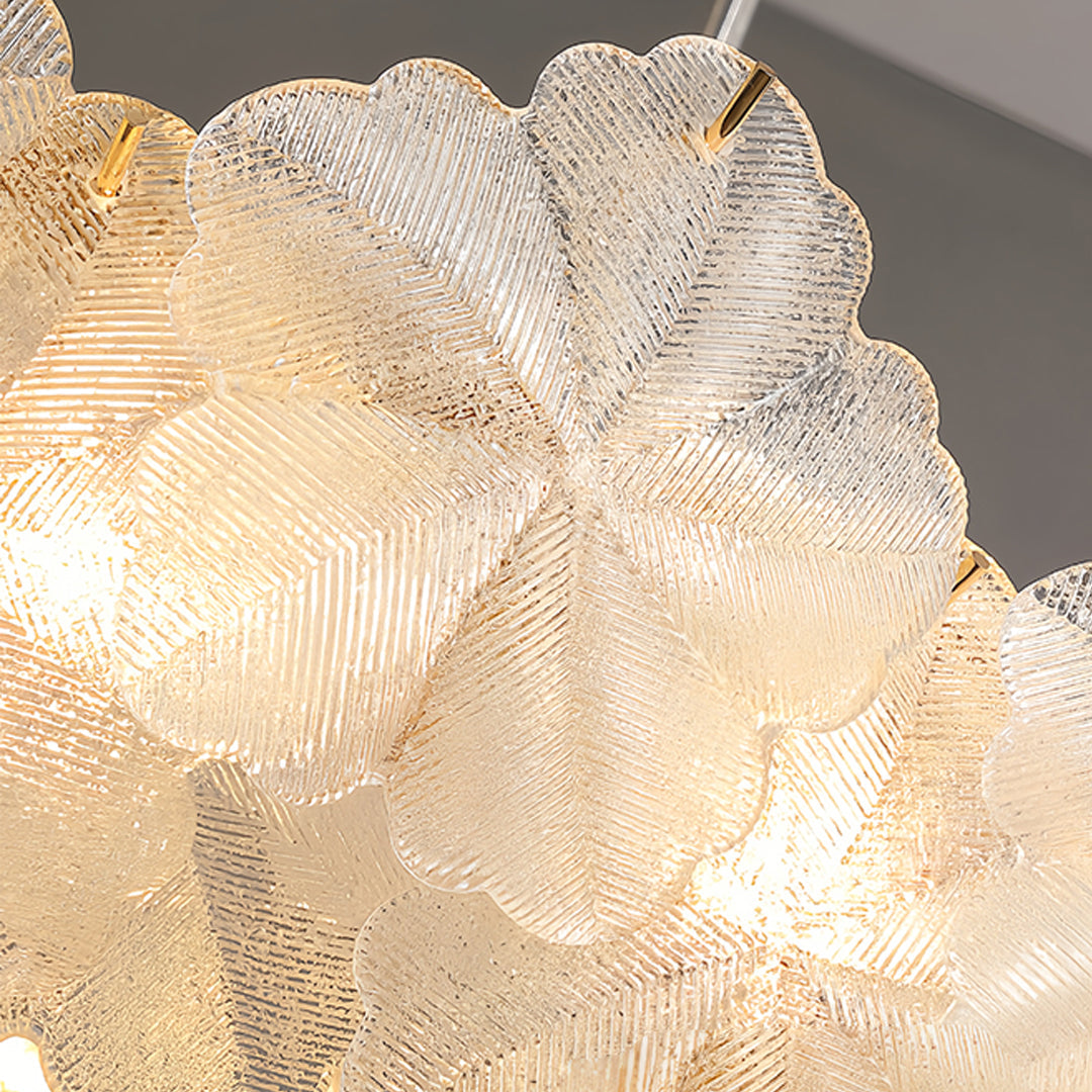 French Glass Garland Chandelier with Brass Finish, Crystal Accents