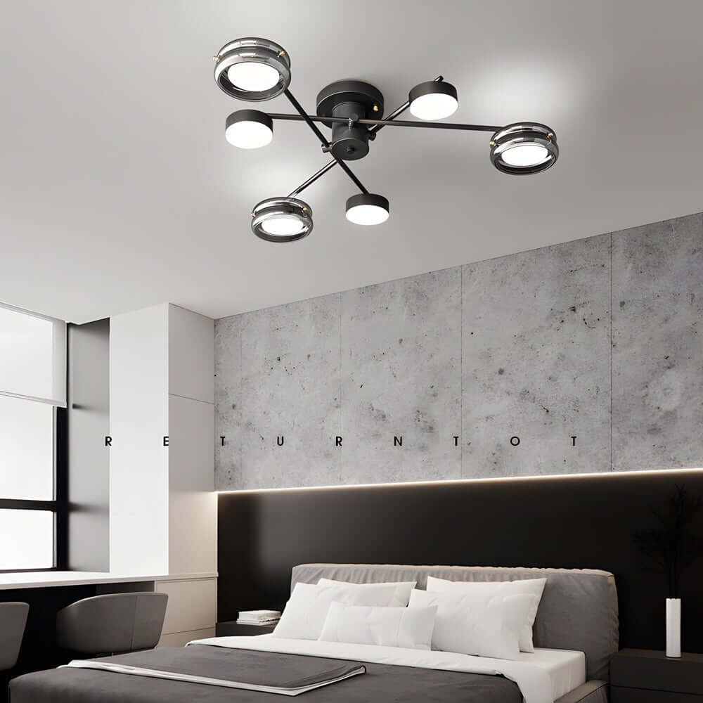 Aurelia Multi-Head Matte Black Copper Semi-Flush Ceiling Light