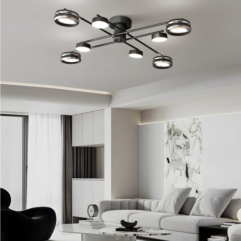 Aurelia Multi-Head Matte Black Copper Semi-Flush Ceiling Light