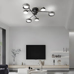 Aurelia Multi-Head Matte Black Copper Semi-Flush Ceiling Light