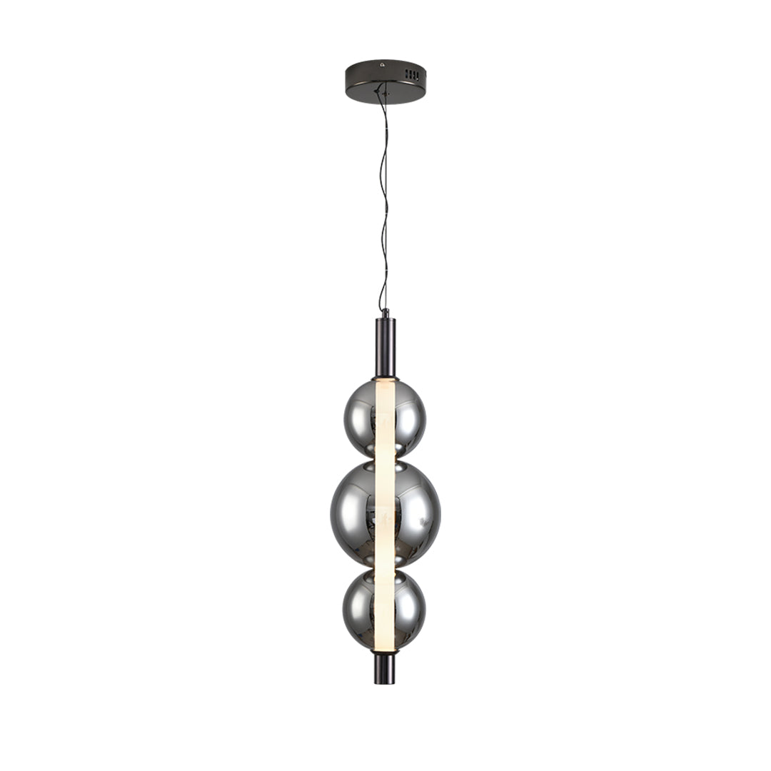 Lumina Modern Pendant Light – Minimalist LED Glass Shade in Silver