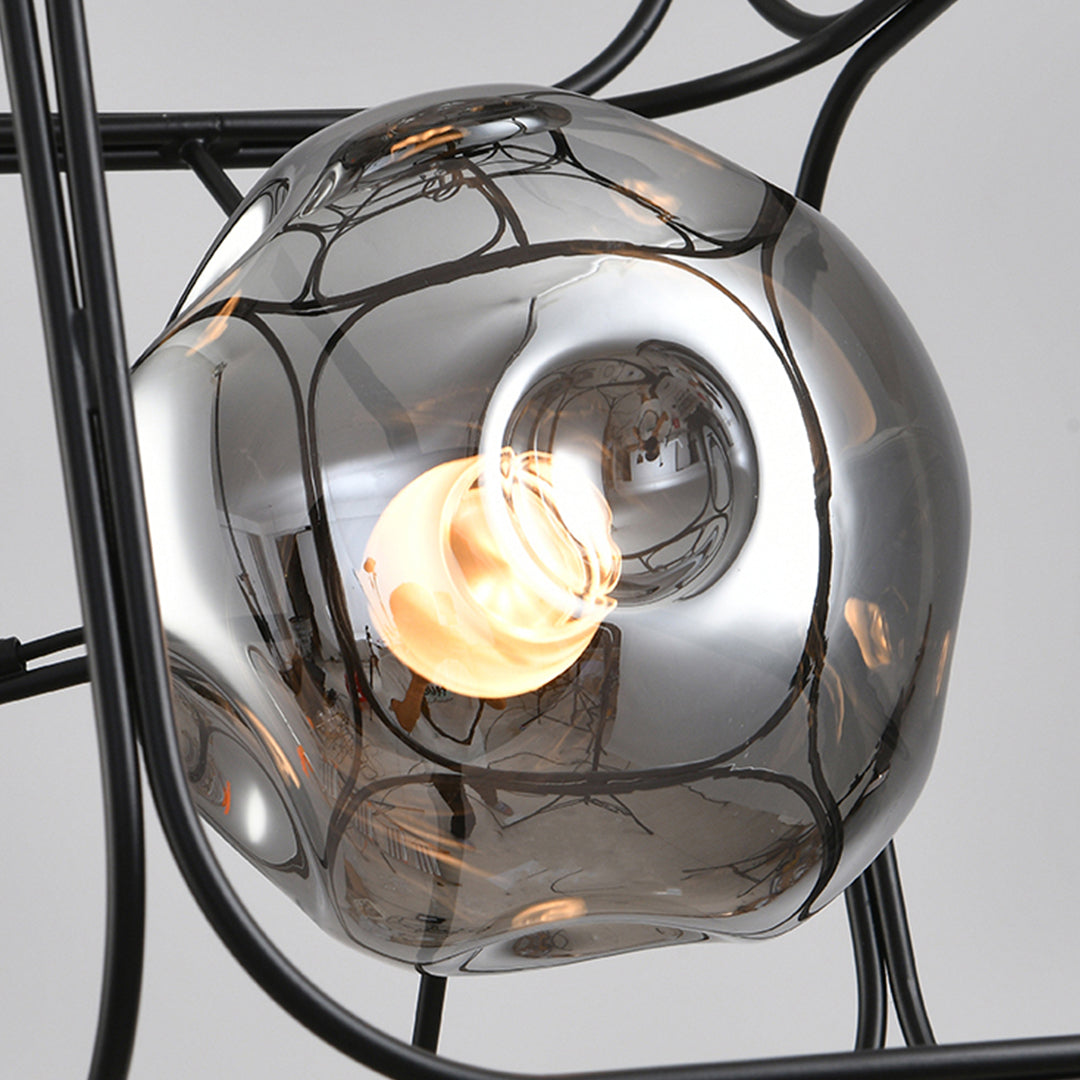 Nordic Square Cage Chandelier – Modern Linear LED Pendant Light