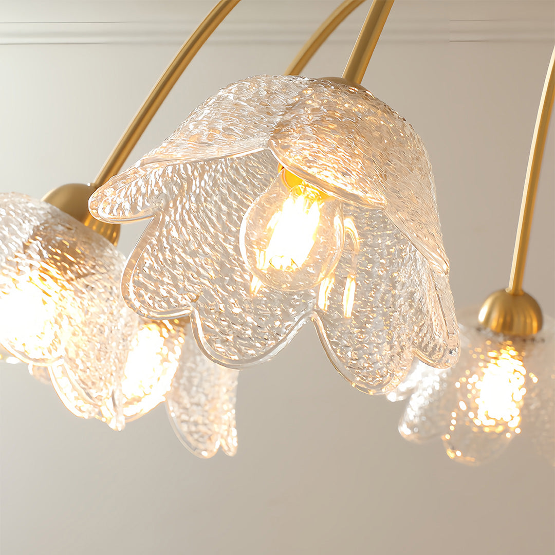 French Style Glass Petal Chandelier in Brass for Elegant Interiors