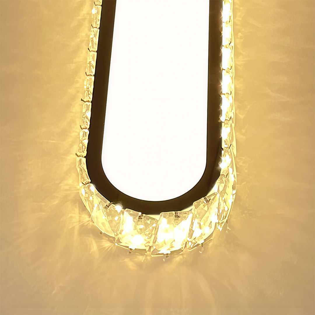Linear Crystal LED Flush Mount Ceiling Light, Chrome Finish, Modern Minimalist