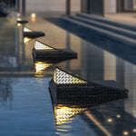 Curved Stainless Steel LED Landscape Light with Grid Design for Modern Outdoor Spaces