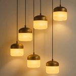 Asta Alabaster Pendant Light – Sculptural Gold Metal & Natural Stone Chandelier