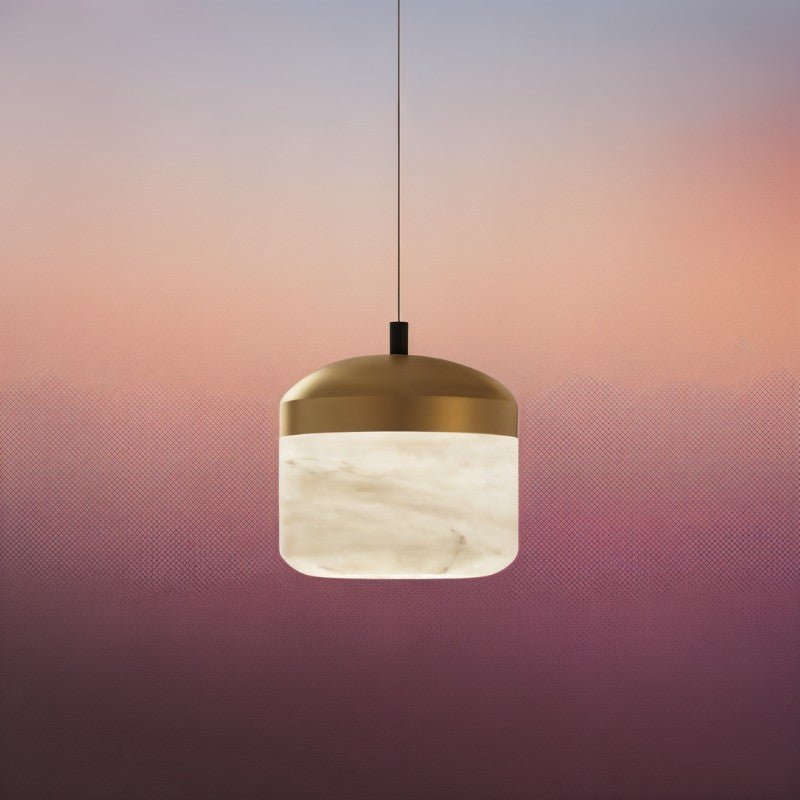 Asta Alabaster Pendant Light – Sculptural Gold Metal & Natural Stone Chandelier