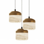 Asta Alabaster Pendant Light – Sculptural Gold Metal & Natural Stone Chandelier