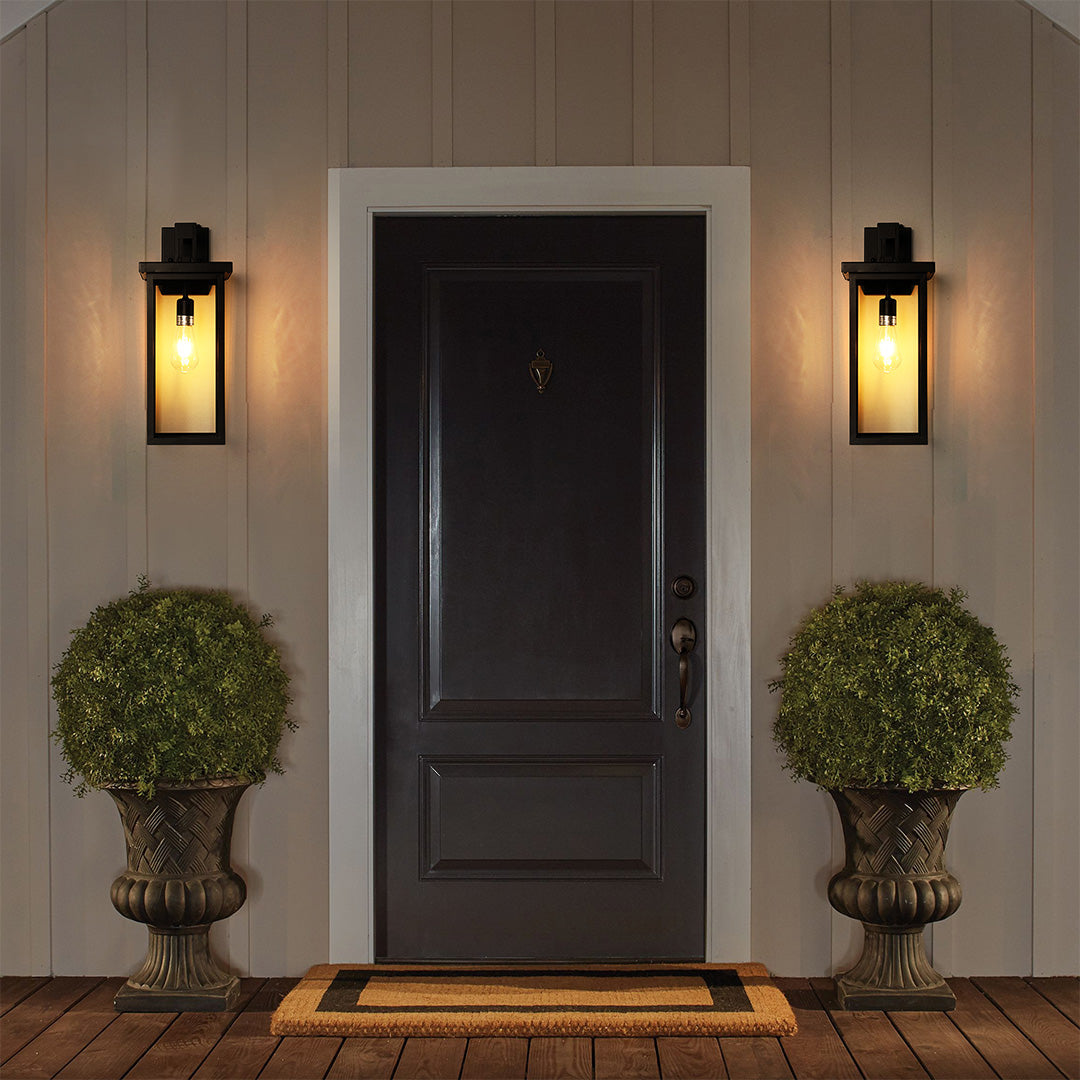 Aurelia Outdoor Lantern Wall Sconce – Waterproof Iron & Glass Courtyard Light