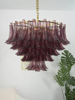 Amethyst Bloom Chandelier — Handcrafted Glass Petal Chandelier in Gold or Nickel