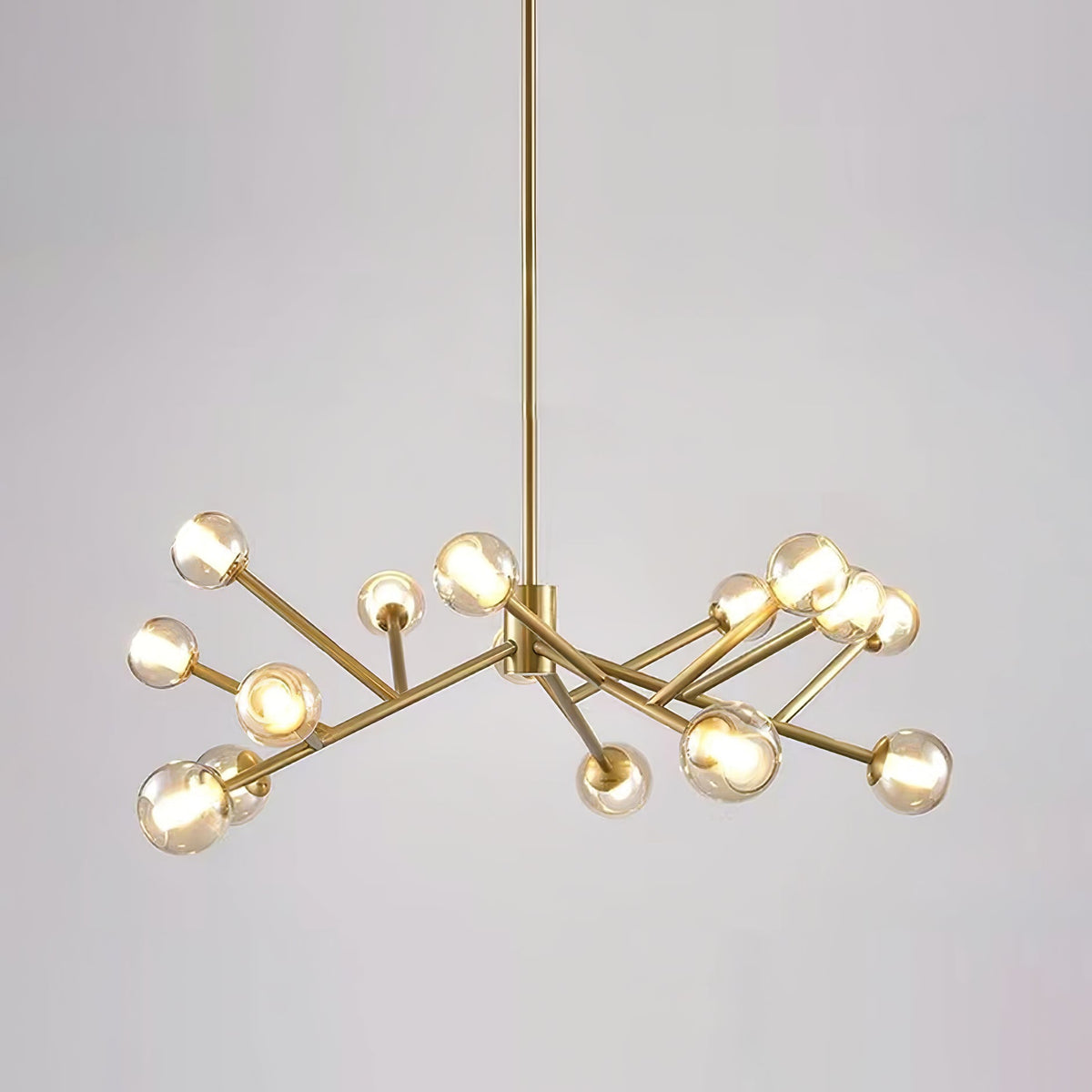 Lunaris Branch Chandelier — Sculptural Brass & Glass Pendant Light