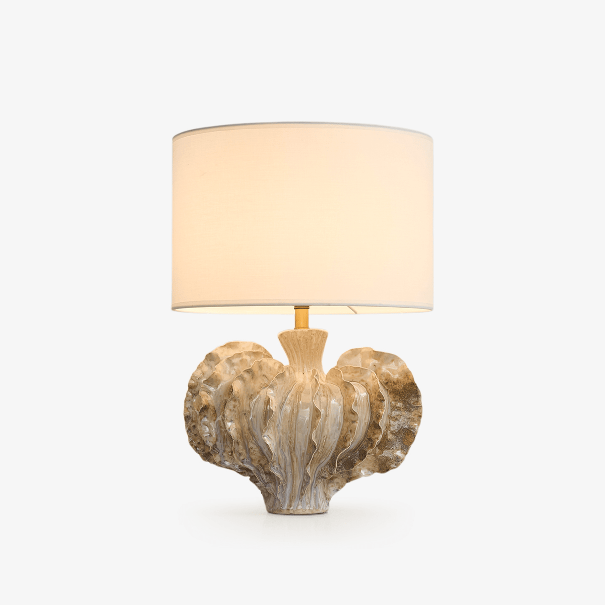 Coral Ceramic Table Lamp with Natural Fabric Shade