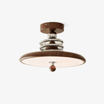 Retro Revolve Semi Flush Mount Ceiling Light with Walnut Finish and LED