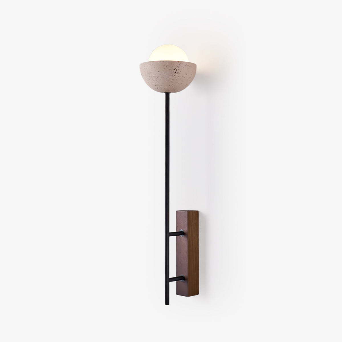 Solstice Linea Wall Sconce in Travertine and Walnut