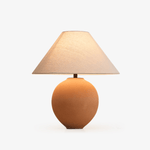 Terracotta Ceramic Table Lamp with Linen Shade for Modern Interiors
