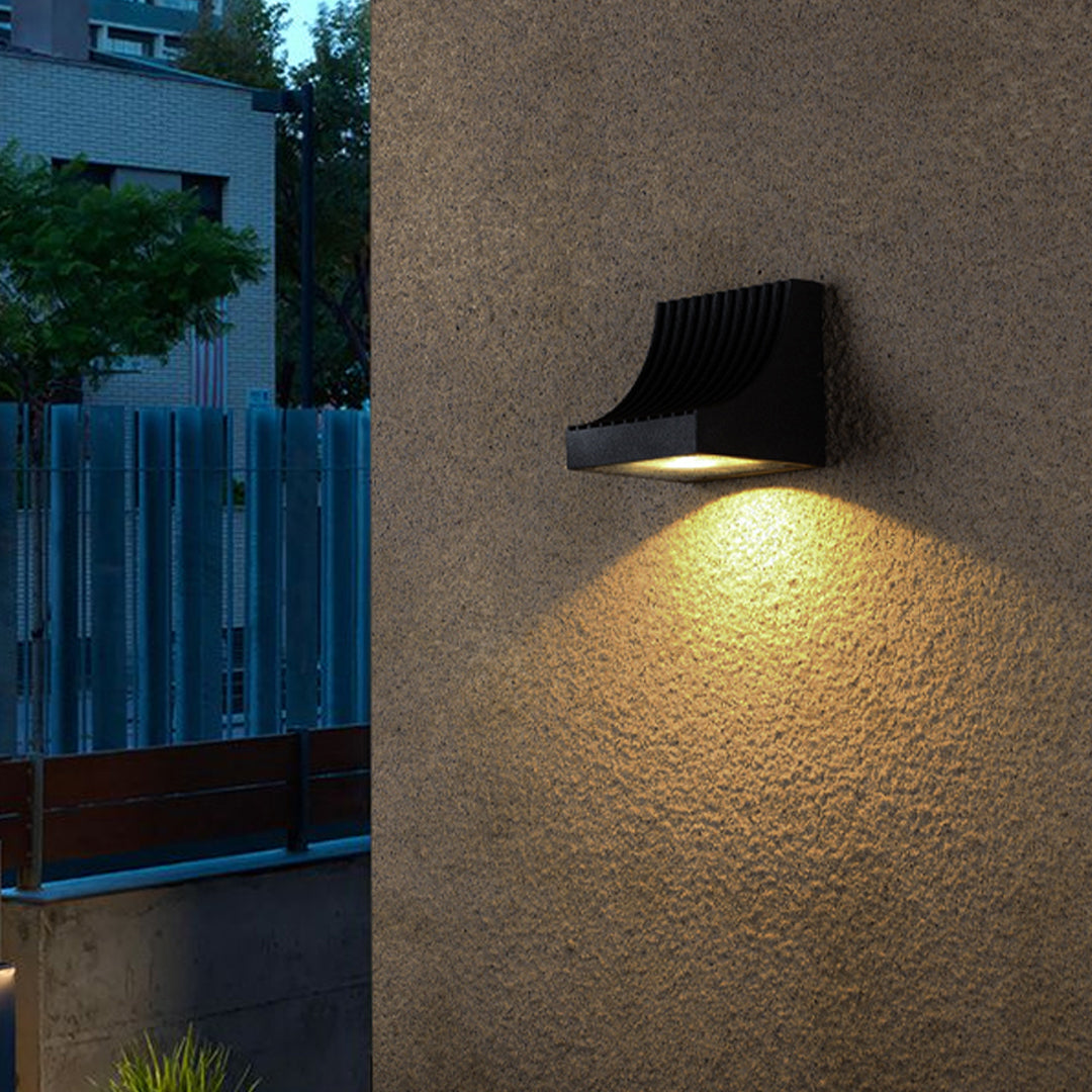 Geometric Outdoor Wall Sconce with Directional LED Light