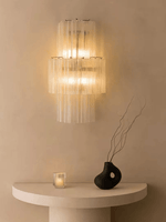 Glacier Tier Textured Glass Wall Sconce in Nickel