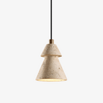 Tiered Travertine Cone Pendant Light – Natural Stone Illumination