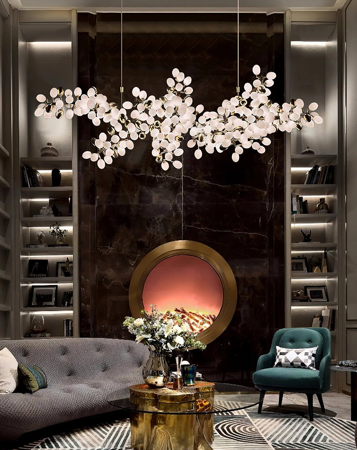 Selene Droplet Chandelier – Hand-Blown Murano Glass Pendant Light