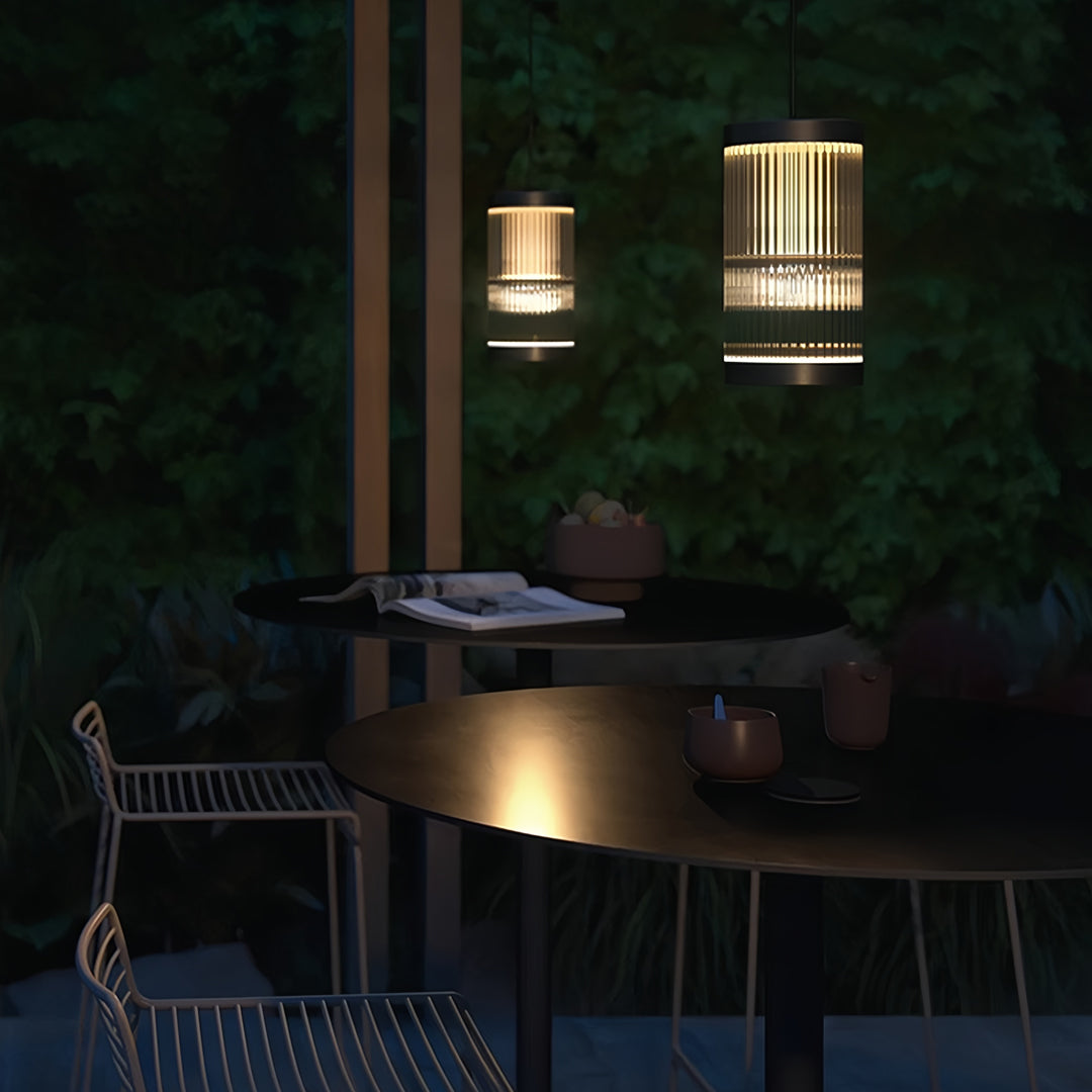 Modern Outdoor Pendant Light with Stainless Steel Frame and Acrylic Shade