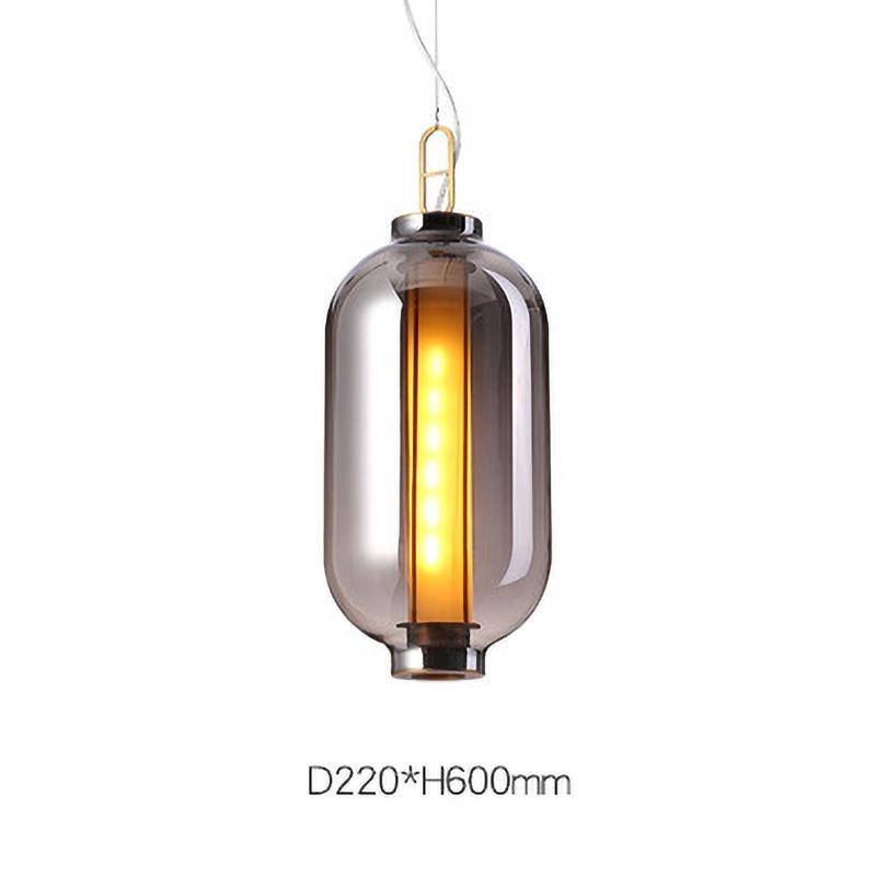 Bai Family Blown Glass Pendant Light in Bronze for Dining and Entry