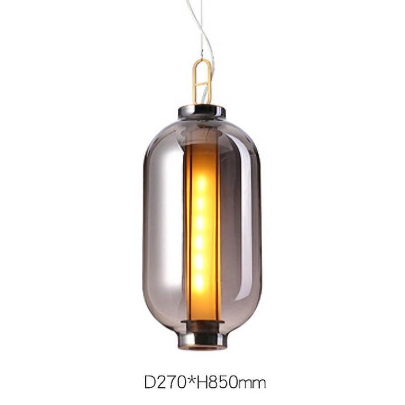 Bai Family Blown Glass Pendant Light in Bronze for Dining and Entry