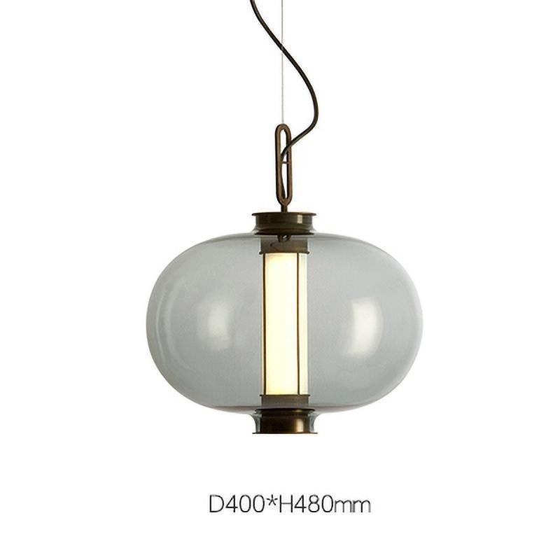 Bai Family Blown Glass Pendant Light in Bronze for Dining and Entry