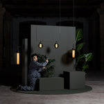 Bai Family Blown Glass Pendant Light in Bronze for Dining and Entry