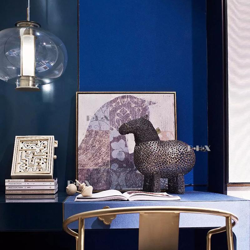 Bai Family Blown Glass Pendant Light in Bronze for Dining and Entry