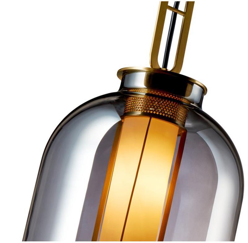 Bai Family Blown Glass Pendant Light in Bronze for Dining and Entry