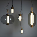 Bai Family Blown Glass Pendant Light in Bronze for Dining and Entry