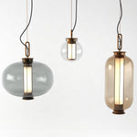Bai Family Blown Glass Pendant Light in Bronze for Dining and Entry
