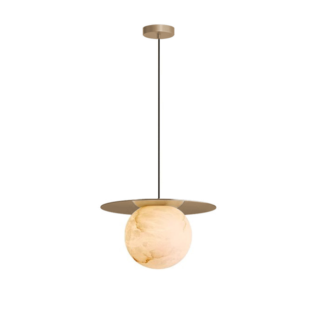 Marble Ball Pendant Light with Brass Accent – Nordic Modern Hanging Lamp