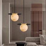 Marble Ball Pendant Light with Brass Accent – Nordic Modern Hanging Lamp