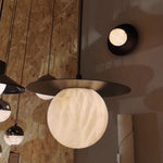 Marble Ball Pendant Light with Brass Accent – Nordic Modern Hanging Lamp