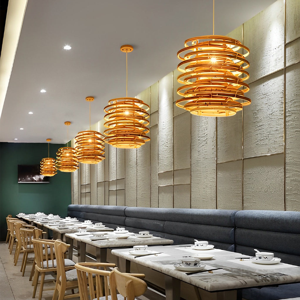 Artisan Bamboo Cylinder Pendant Light with Warm LED Glow