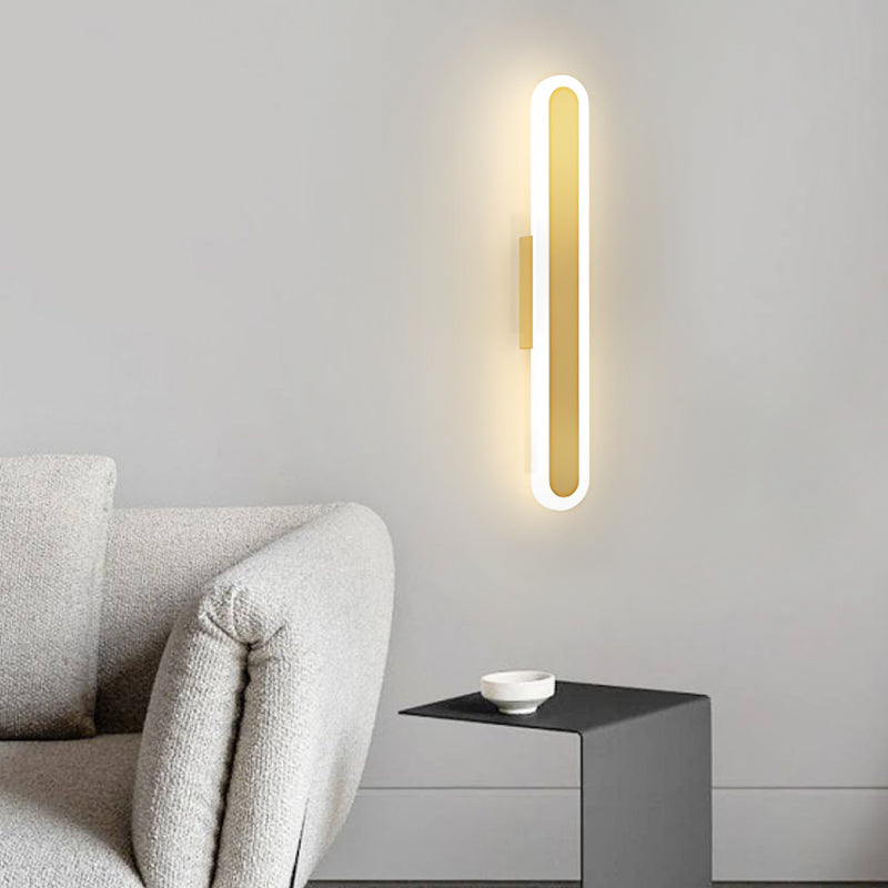 Modern Oval Bar Wall Light with Dimmable LED, Gold or Black Finish