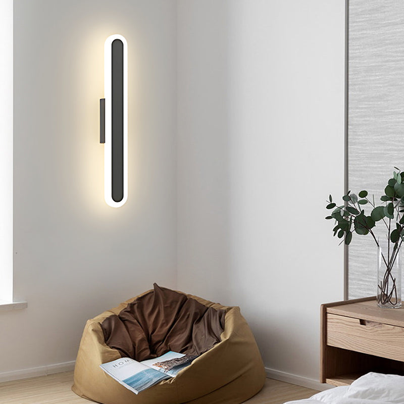 Modern Oval Bar Wall Light with Dimmable LED, Gold or Black Finish